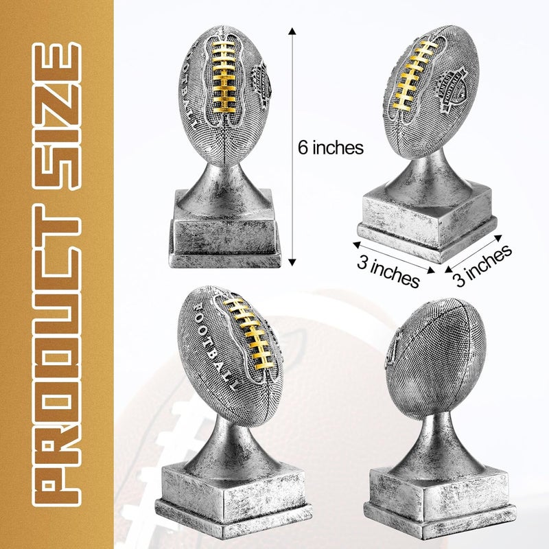 Wiwiqing Silver Fantasy Football Champion Trophy 6 Inch Winner Glory Award Celebrate The Game Winning Touchdown or Playoff Win Championship - Image 2